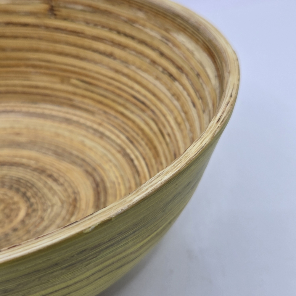 Hand Crafted Green and Tan Decorative Bowl - Picture 6 of 16